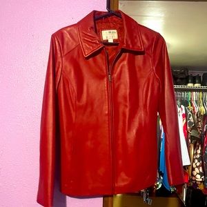 Red leather jacket size m